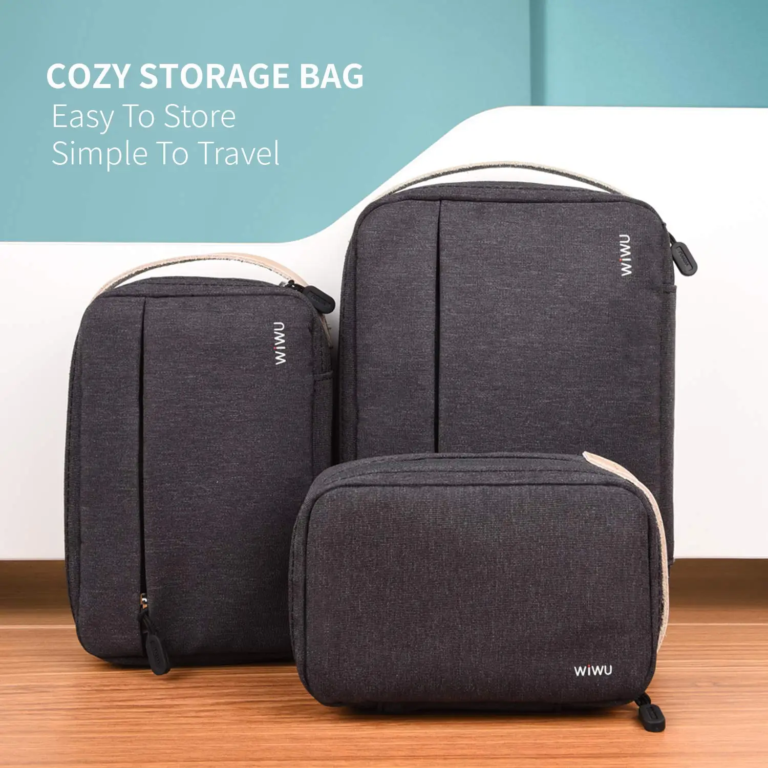 WIWU Double Layer Cable Organizer BagTravel Electronic for Cables Flash Disk USB Drive Charger Accessories Organiser Case