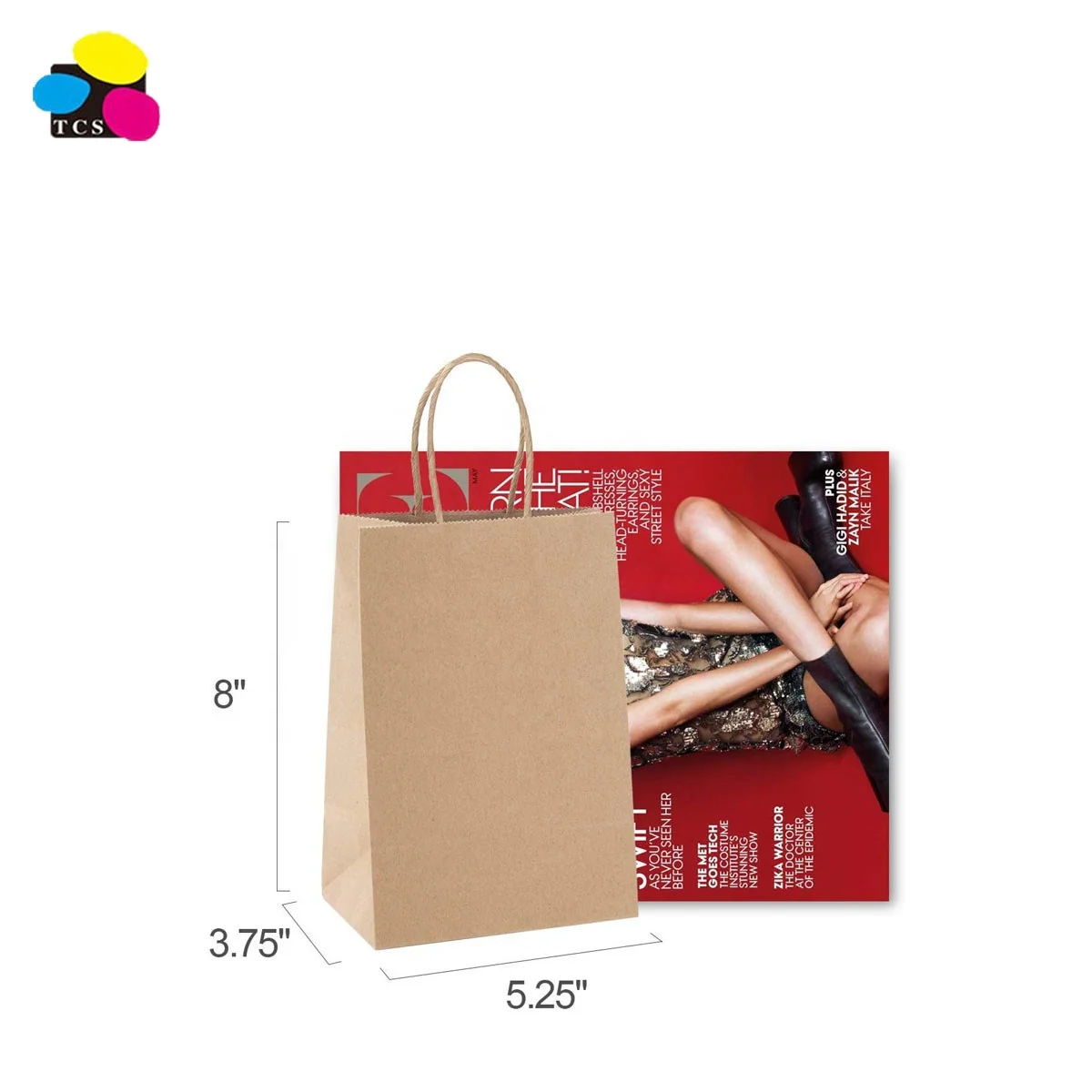 High quality 25pc/pack 5 x3.75 x8  Gift Party Brown Kraft Paper Bags with Durable Handles For Party
