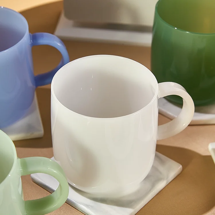 Coffee Mugs Single Wall Glass Sublimation 12Oz Milk Glass Mug Clear Cups With Handle Heat-Resistant Glass Cups