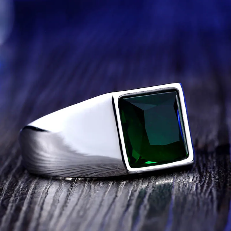 Ss8-587r Steel Soldier Square Fashion Design Blue And Green Stone Luxury Geometric Stone Ring Natural Stone Ring