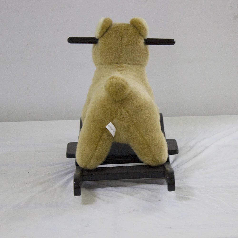 Bear Shaped Baby Rocking Horse Stuffed Wooden Ride on Animal Toys