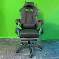 Hot Selling Silla Gamer PU leather 135 degree adjustable RGB light Gamer Gaming Chair with Footrest and Massage