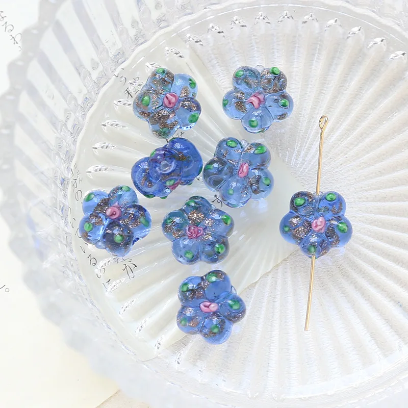 Handmade Gold sand Flower beads DIY Jewelry Bracelet and Necklace Beaded Accessories Mixed Color Loose Beads