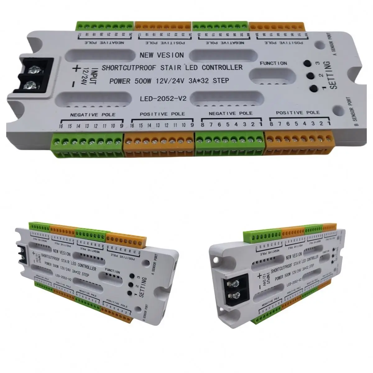 Automatic 32 Step Strip Smart Stair Lighting Controller 12V 24V Motion Sensor PIR Light Staircase LED Controller System