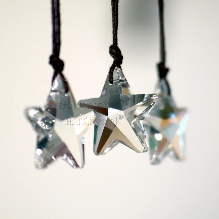 29mm Crystal colorful Star Shaped, Hanging Jewelry Ornament Pendant, Suncatcher Decoration DIY Loose Beads GOLDENHAITAI