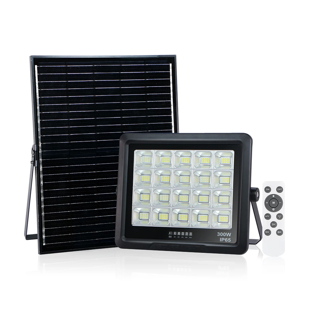 KCD IP66 Waterproof Motion Sensor Solar Panel Lithium Battery 30w 50w 100w 200w 2000 Lumen Outdoor RGB LED Solar Flood Light