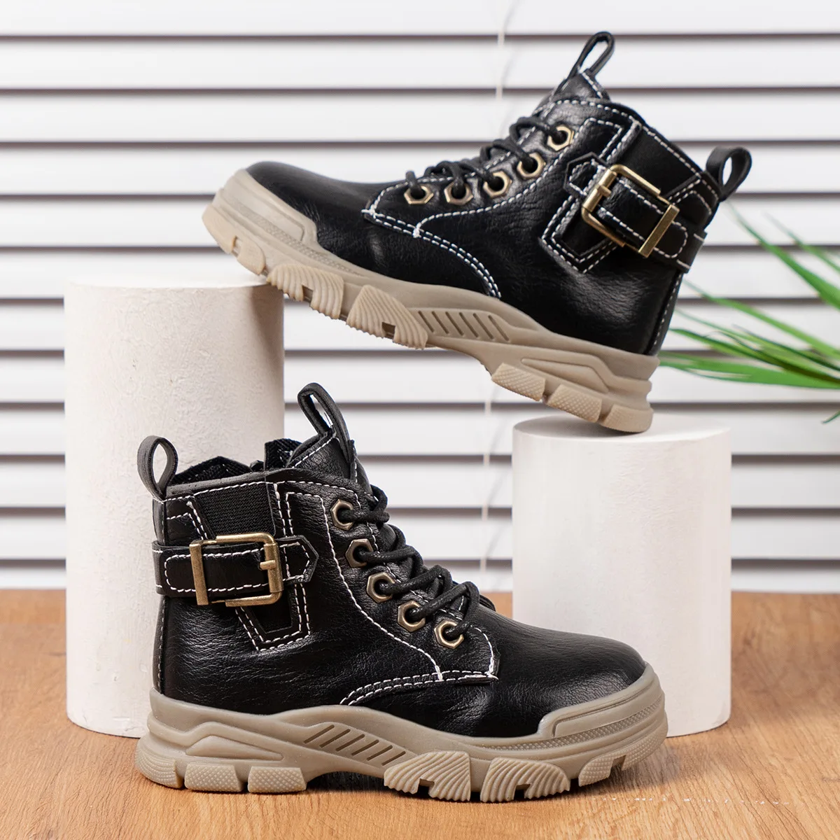 Wholesale New Stylish Spring Autumn Kids PU Shoes Fashionable Casual Boys Girls  Boots