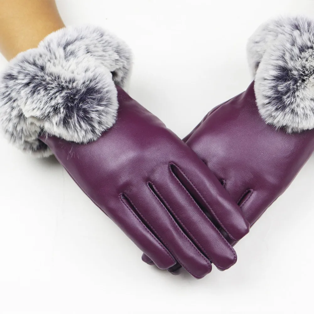 QY autumn and winter warm gloves new arrival ladies leather