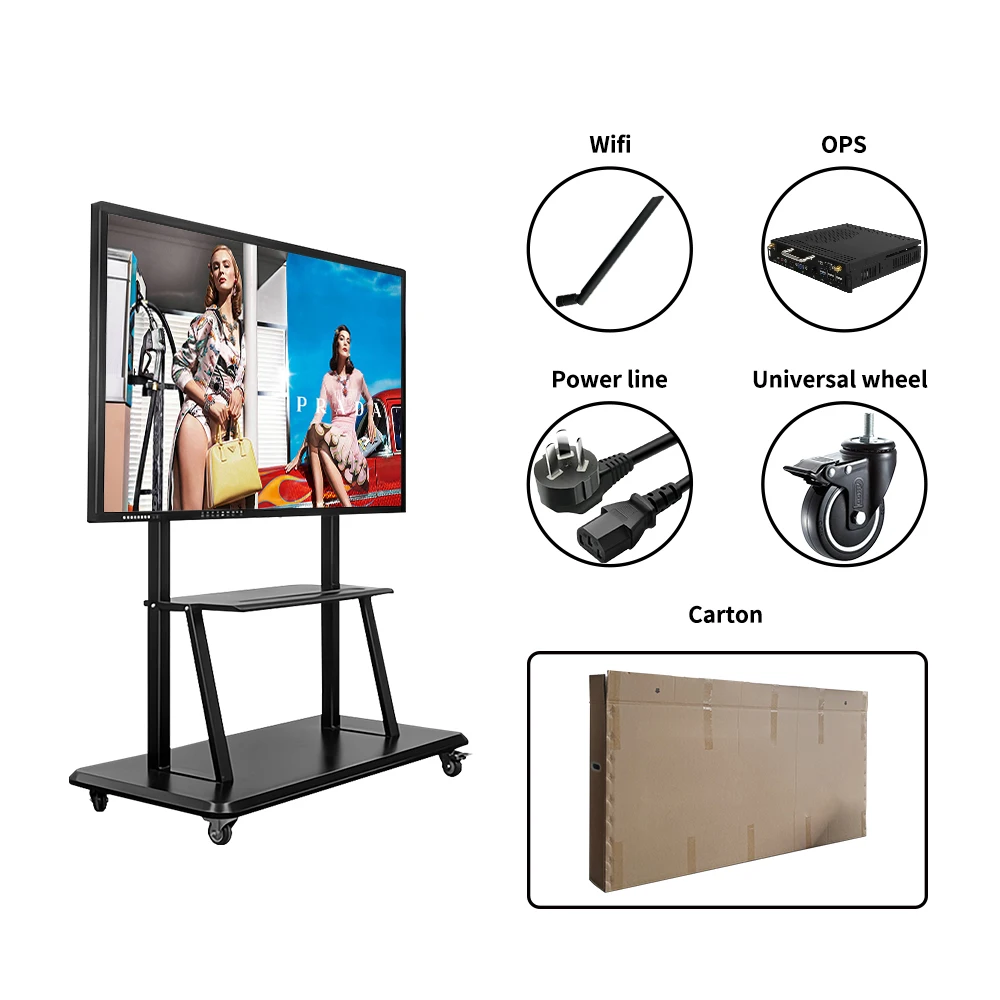 55 65 75 86 98 inch smart board ir interactive whiteboard 4K electronic LCD touch tv for classroom