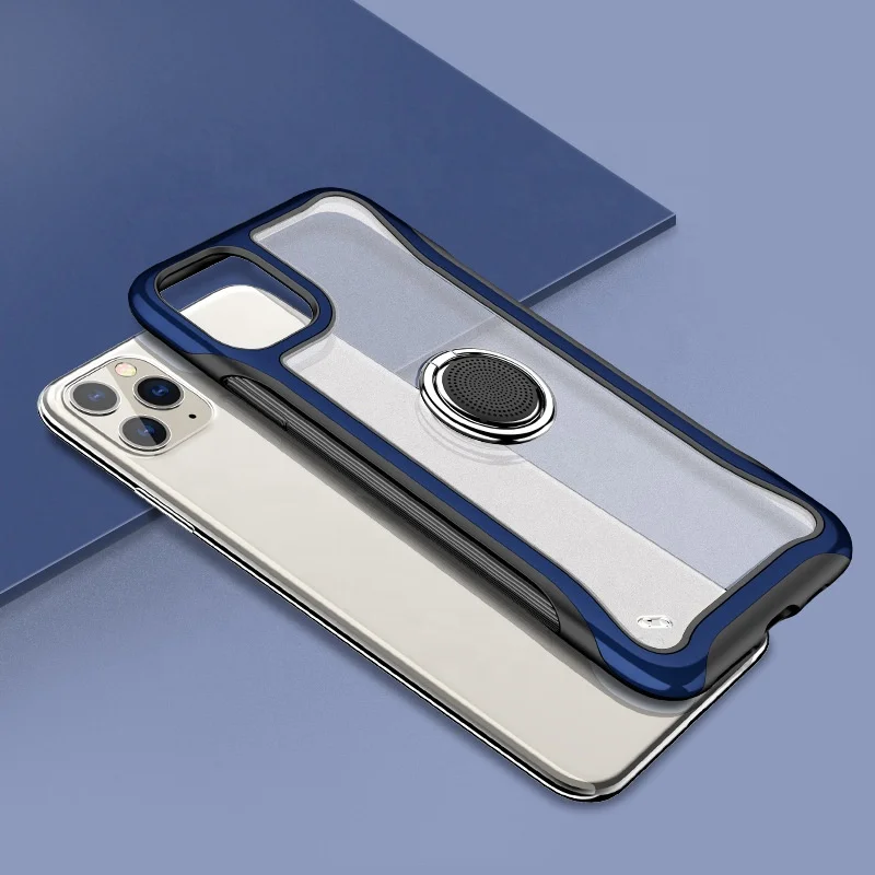 Shockproof For iPhone 11 Luxury Phone Case Clear TPU PC, Fragrance Metal Magnetic Grip Stand Holder Phone Case With Kickstand