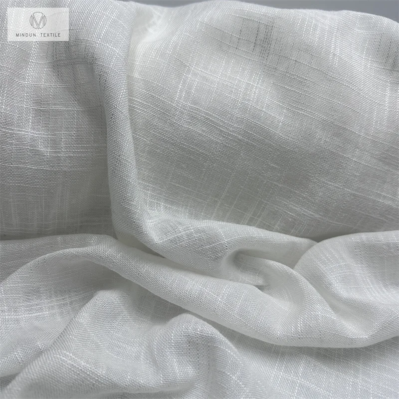 Mindun Hot Selling Linen Two-tone Chambray Style Colorful Cotton Soft Yarn Dyed Slub Linen Shirting Fabric