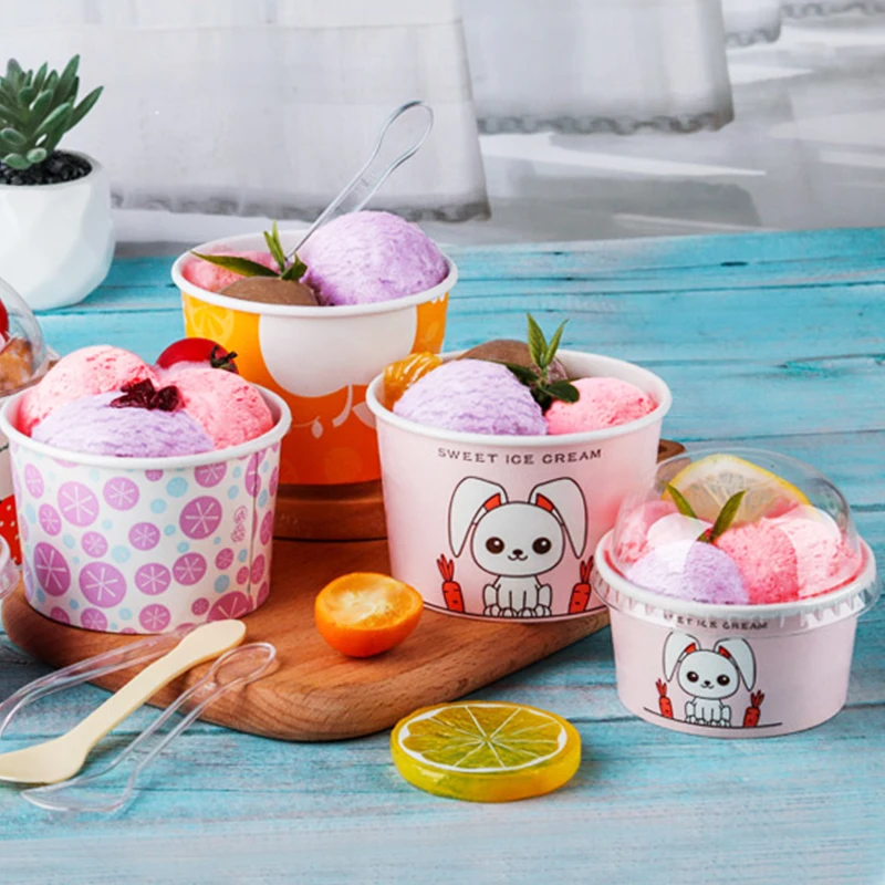 Миска Для Мороженого 3 унции 100 мл Экологически чистая одноразовая бумажная миска миски для мороженого