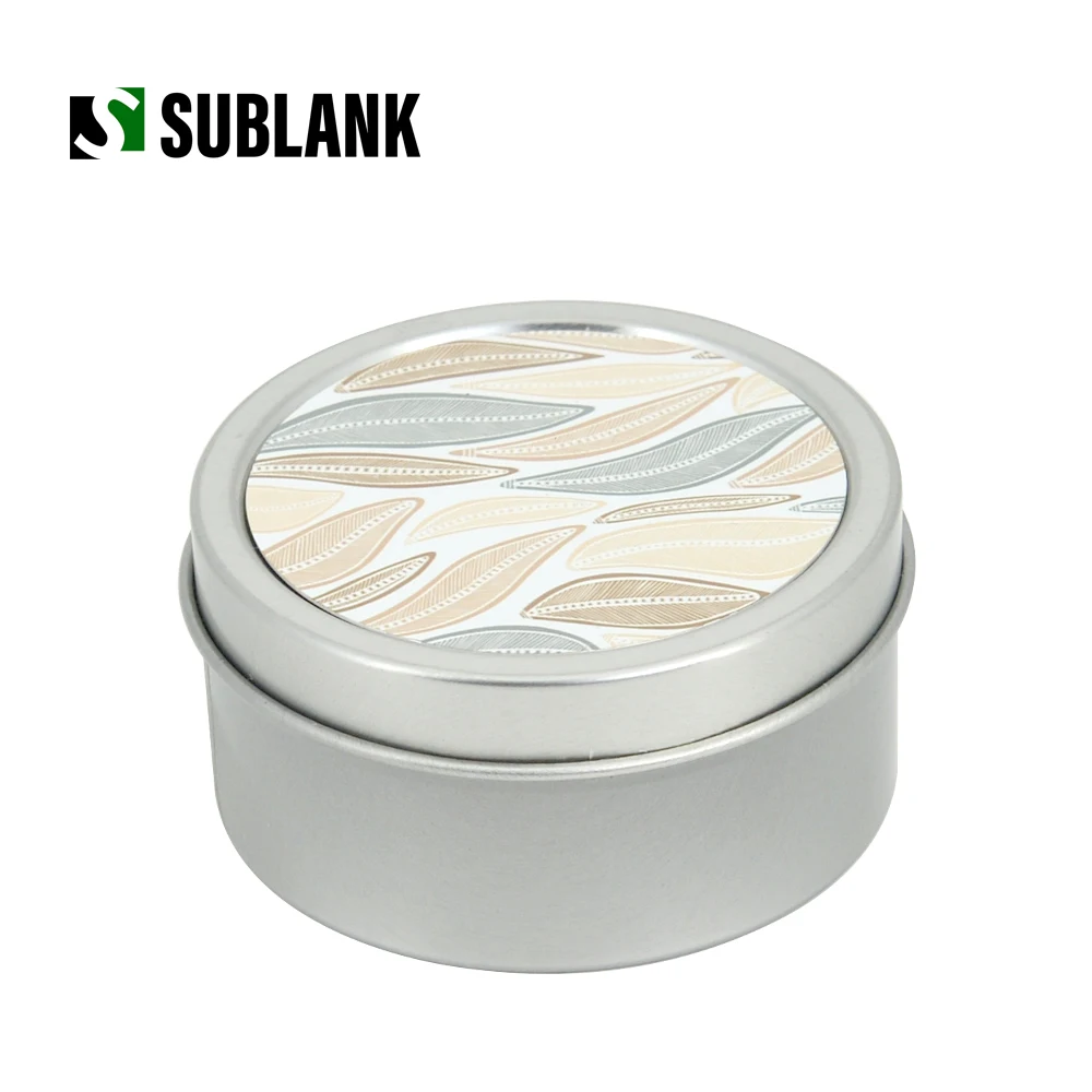 Sublimation Metal round Candle Jar Aluminum sheet unscented soy wax Custom Heat transfer Blank Lighter Logo  candle holder