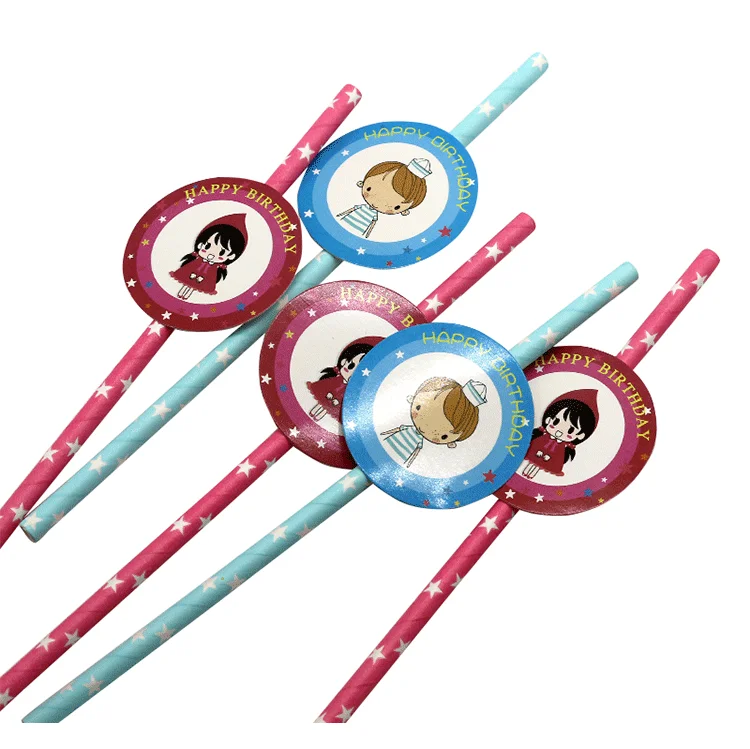 Wholesale Price  25 pcs per bag Cool Drinking Straws Paper Straws With Decorative