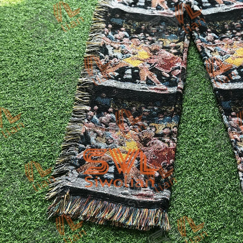 Female Tapestry pants Wholesale Blanket Pants custom plus size woman trousers Jacquard Tapestry Pants with Tassel