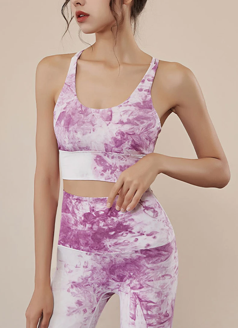 OEM High Quality Workout Set Women Clothing 2-piece Active Wear Gym Athletic Womenswear Fitness Tie Dye Activewear Yoga Set