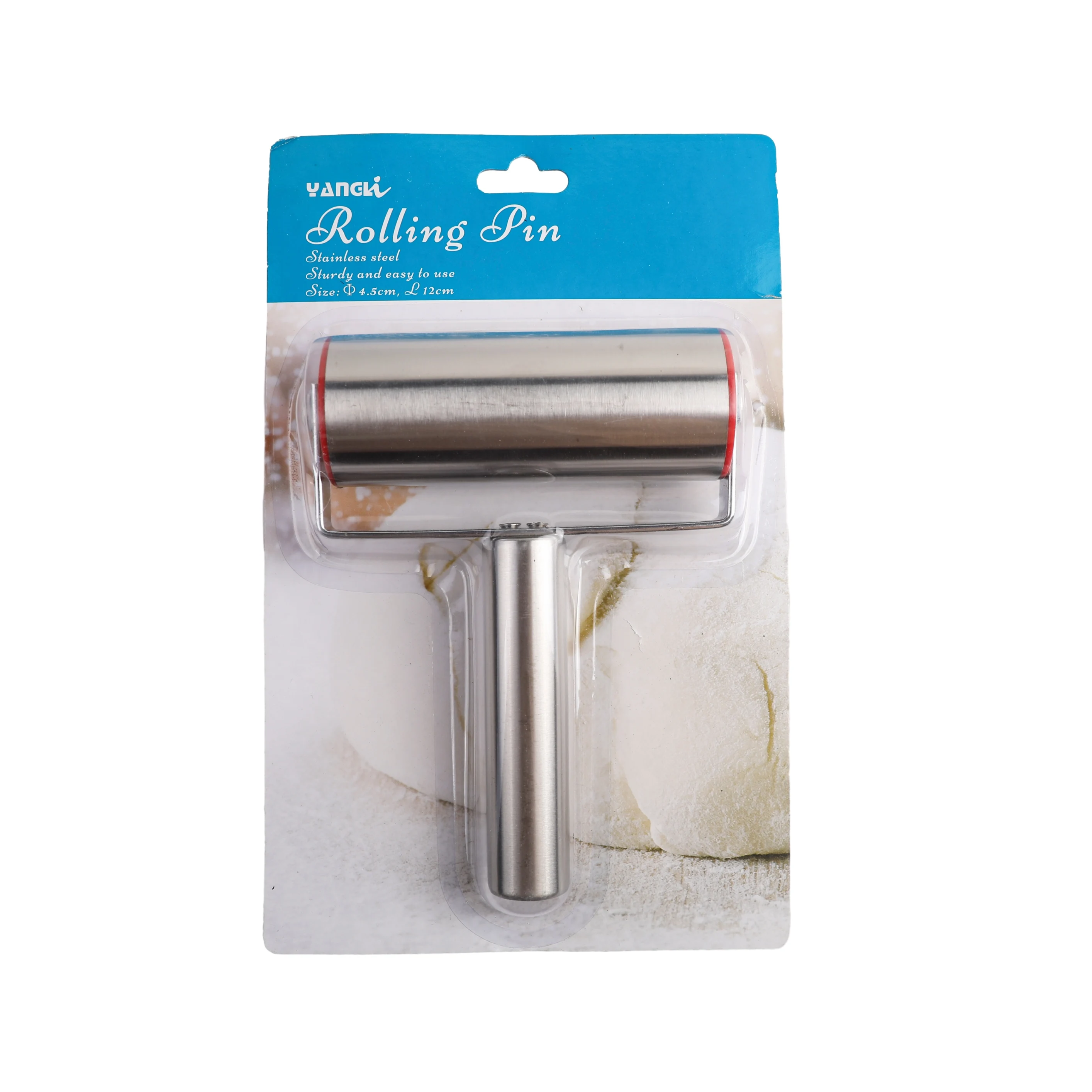 Customized Kitchen Gadget T-Shaped Stainless Steel Rolling Pin Pastry Baker Roller for Cake