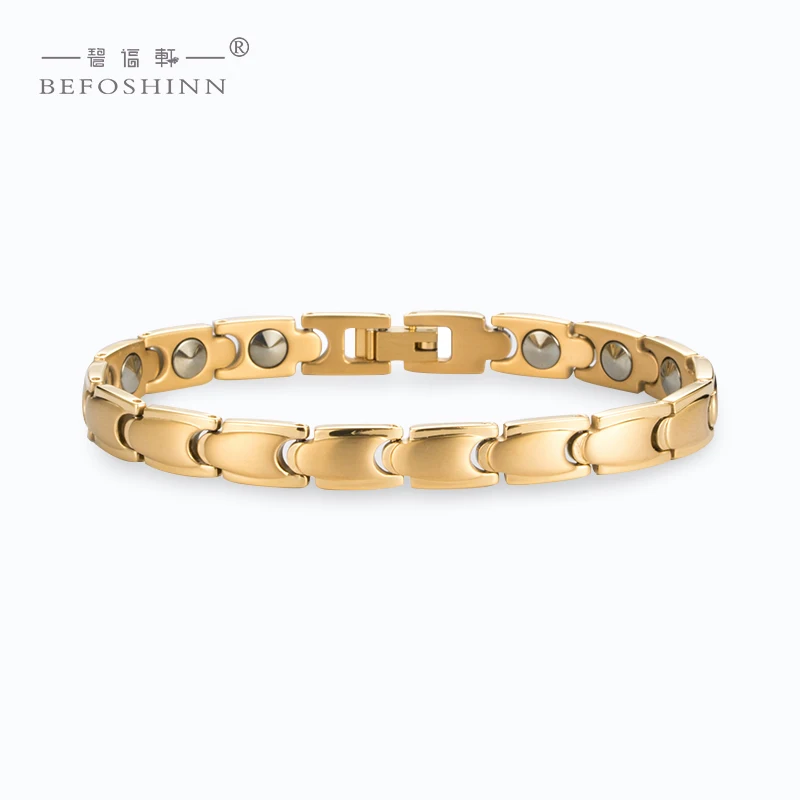 Новый дизайн, медицинский титановый браслет из Германия с позолотой 18 К