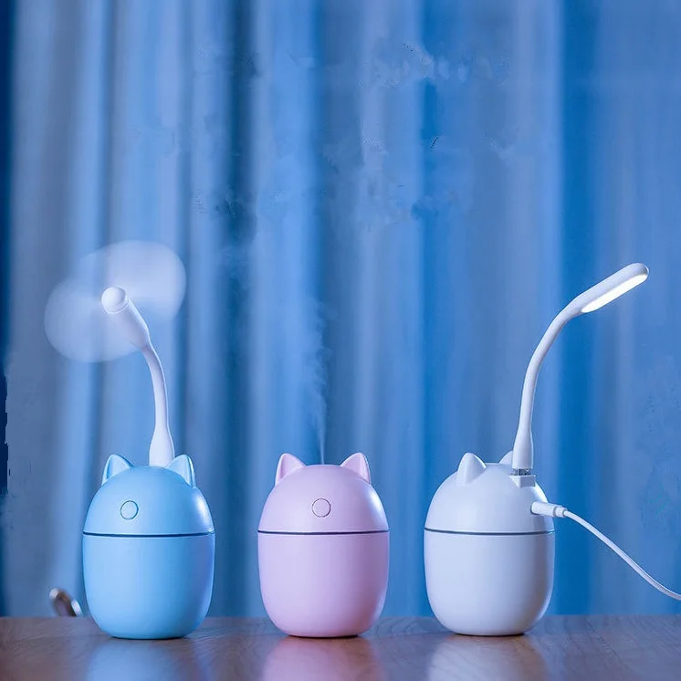 Cute Pet Mini Diffuser 3 in 1 USB Air Humidifier With LED Light And USB Fan