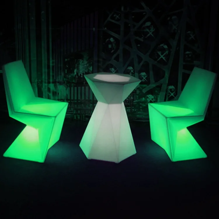 LED illuminate garden furniture sets outdoor led chairs bar table night club furniture