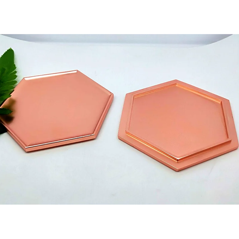 square luxury metal gold candle plate holder