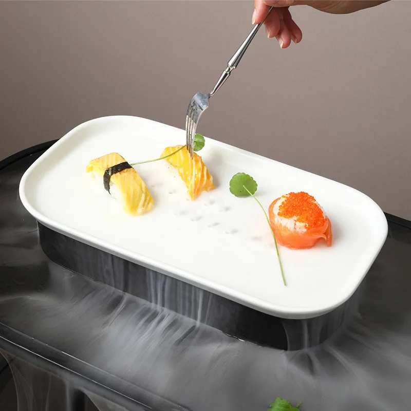 Посуда из морепродуктов посуда для кухни и керамические товары гастрономии фарфоровая тарелка ресторана черная сухого льда