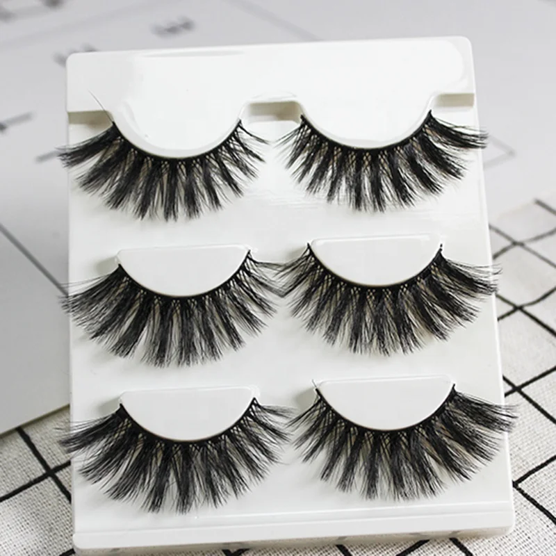 
Factory Luxury 3 Pairs Multi Pack Faux Mink 3D Strip Eyelashes For Private Label 
