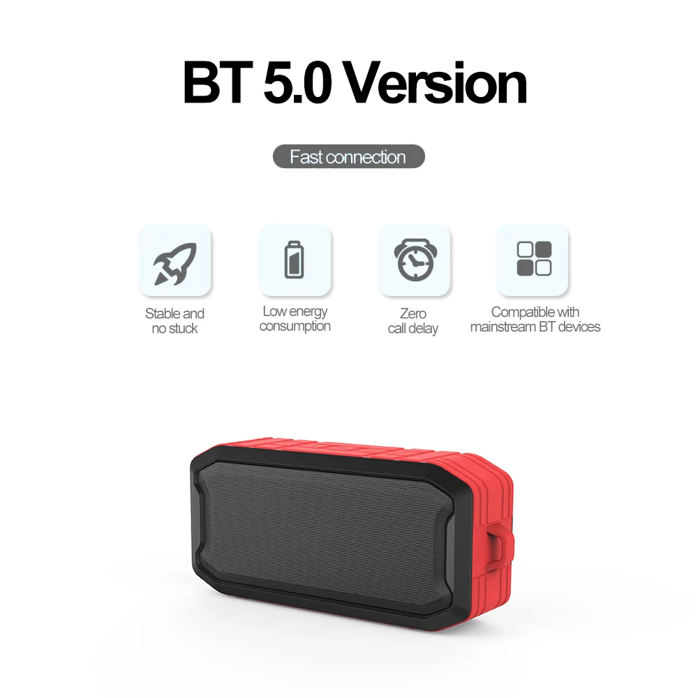 IPX 7 водонепроницаемый беспроводной портативный динамик с FM-радио стерео большой емкости перезаряжаемая батарея