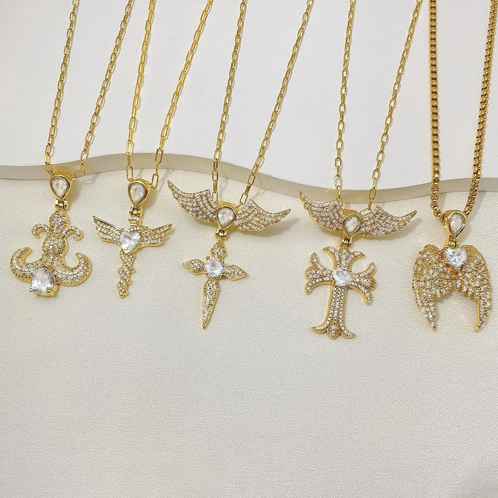 Dazzling zircon cross pendant necklace