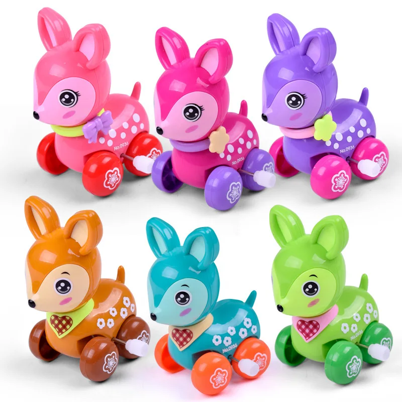Cute Cartoon Animal Deer Wind Up Toys Colorful Clockwork Spring Newborn Toys Running Toy For Kids Baby Gift