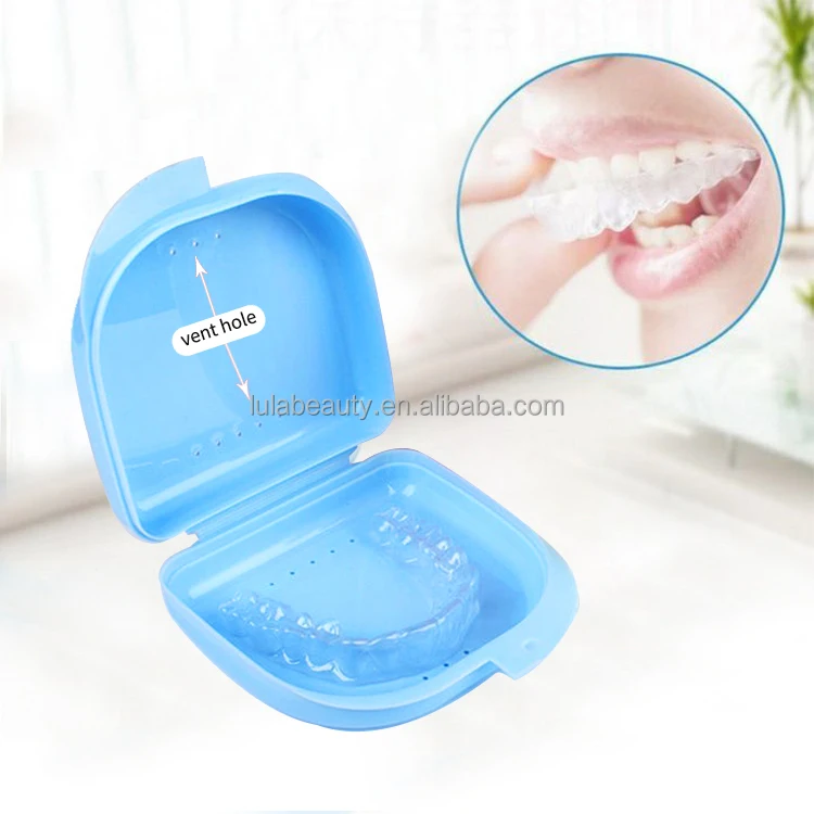 Portable Travel Denture Mouth Guard Aligner Retainer Case with Vent Holes Dental Retainer Box