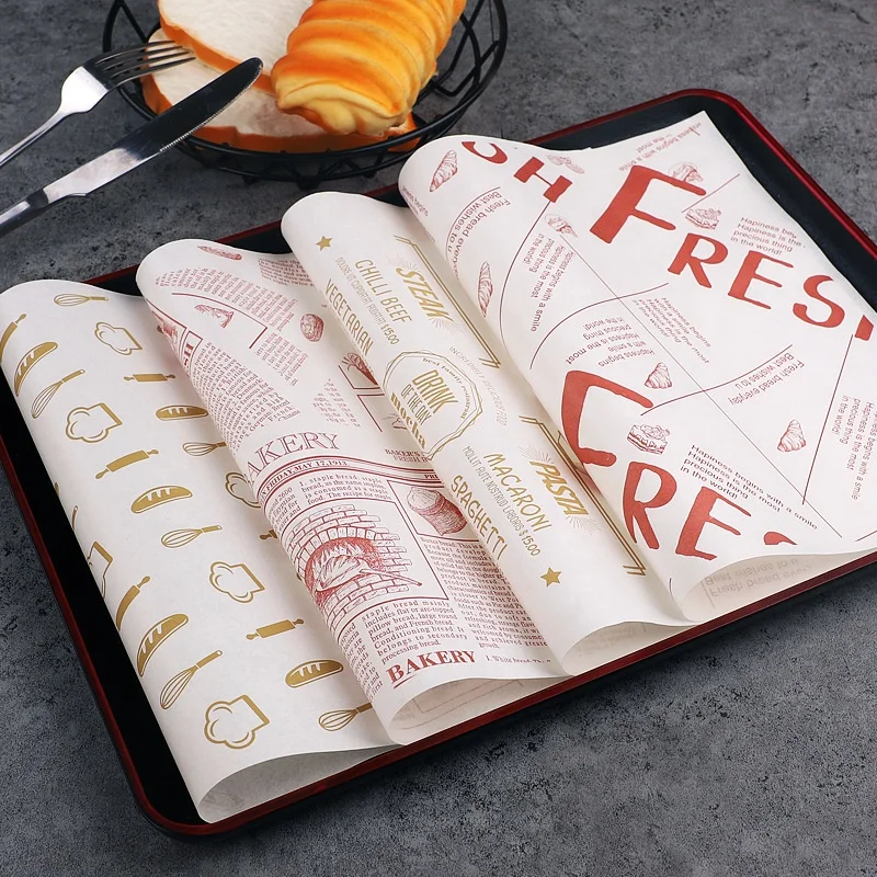 custom logo printed greaseproof oil greaseproof paper  wax food wrapping paper