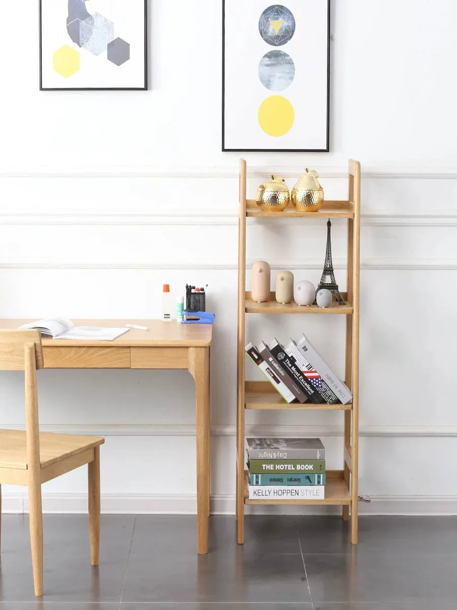 Небольшая японская книжная полка из массива дерева в скандинавском стиле для гостиной белого дуба простая современная хранения