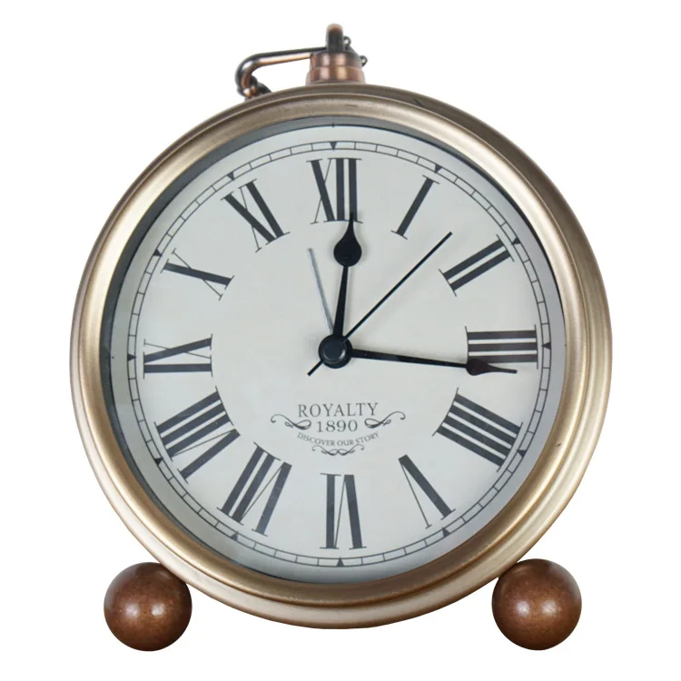 American Style Retro Desk Alarm Clock with Radio Silent Luxury Desktop Decoration Bedroom Old-Fashioned Luxury Clock