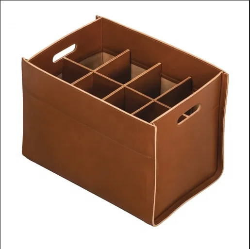 Rectangle pantry leather storage organizer basket