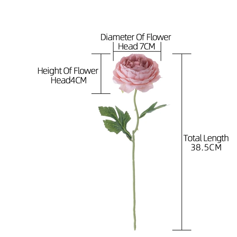 Silk Ranunculus Stems White Artificial Flower Bush Wedding Home Decoration