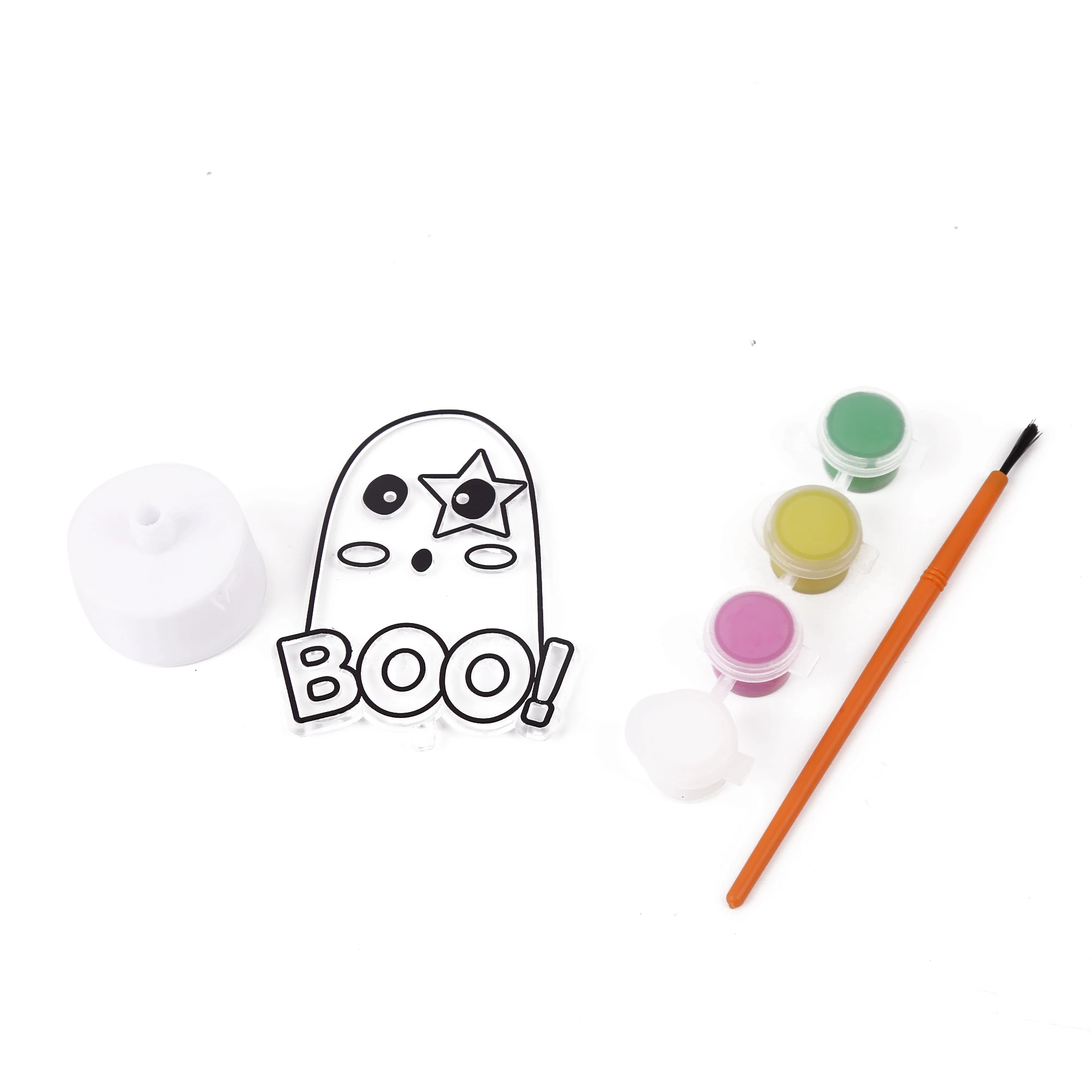 Kingtop Halloween Kids drawing toys DIY paint kit for Children with tea light  light up suncatcher set-Cat