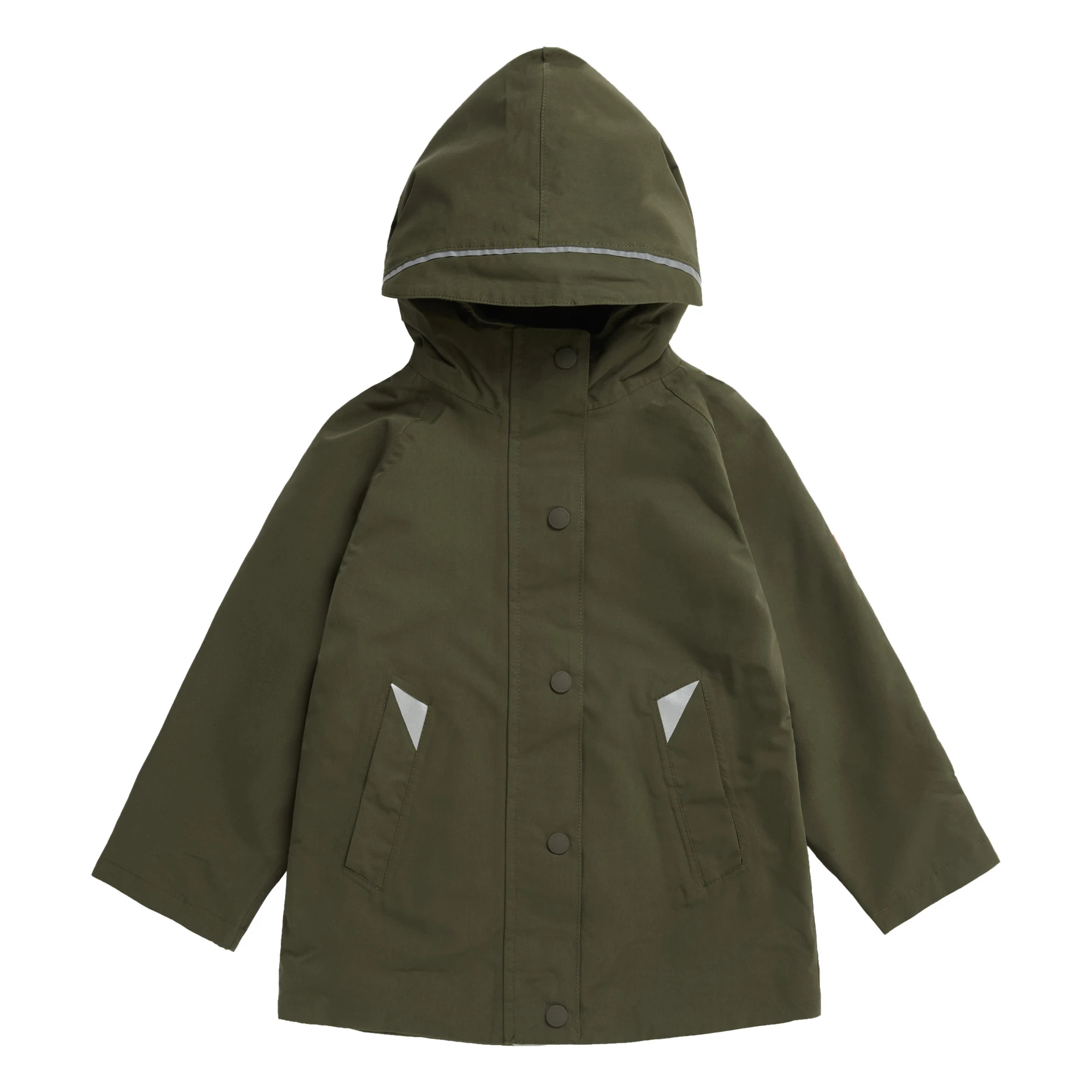 Children Customized Rain Jacket Kids Boy Outdoor Hooded Waterproof Jacket Recycled Polyester Rain Coat Dark green