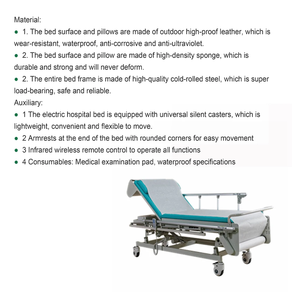 MY-R025A Electric lift examination bed Medical nursing bed stainless steel hospital bed