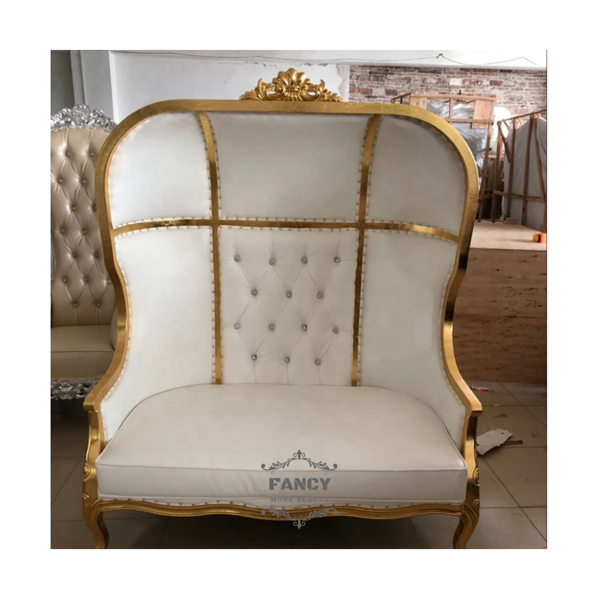 Balloon Chair King Queen Chair Bride Groom High Back Sofa Gold White French Canopy Chair