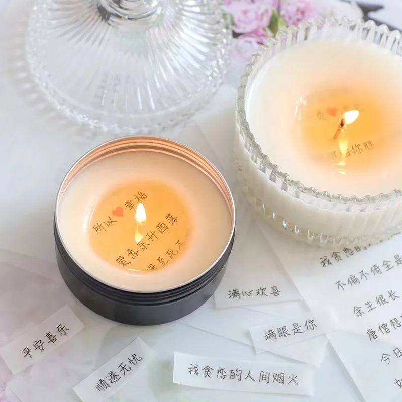 2024 Modern Creative Decoration Custom Cute Packaging Scented Soy Wax Hidden Message Candle