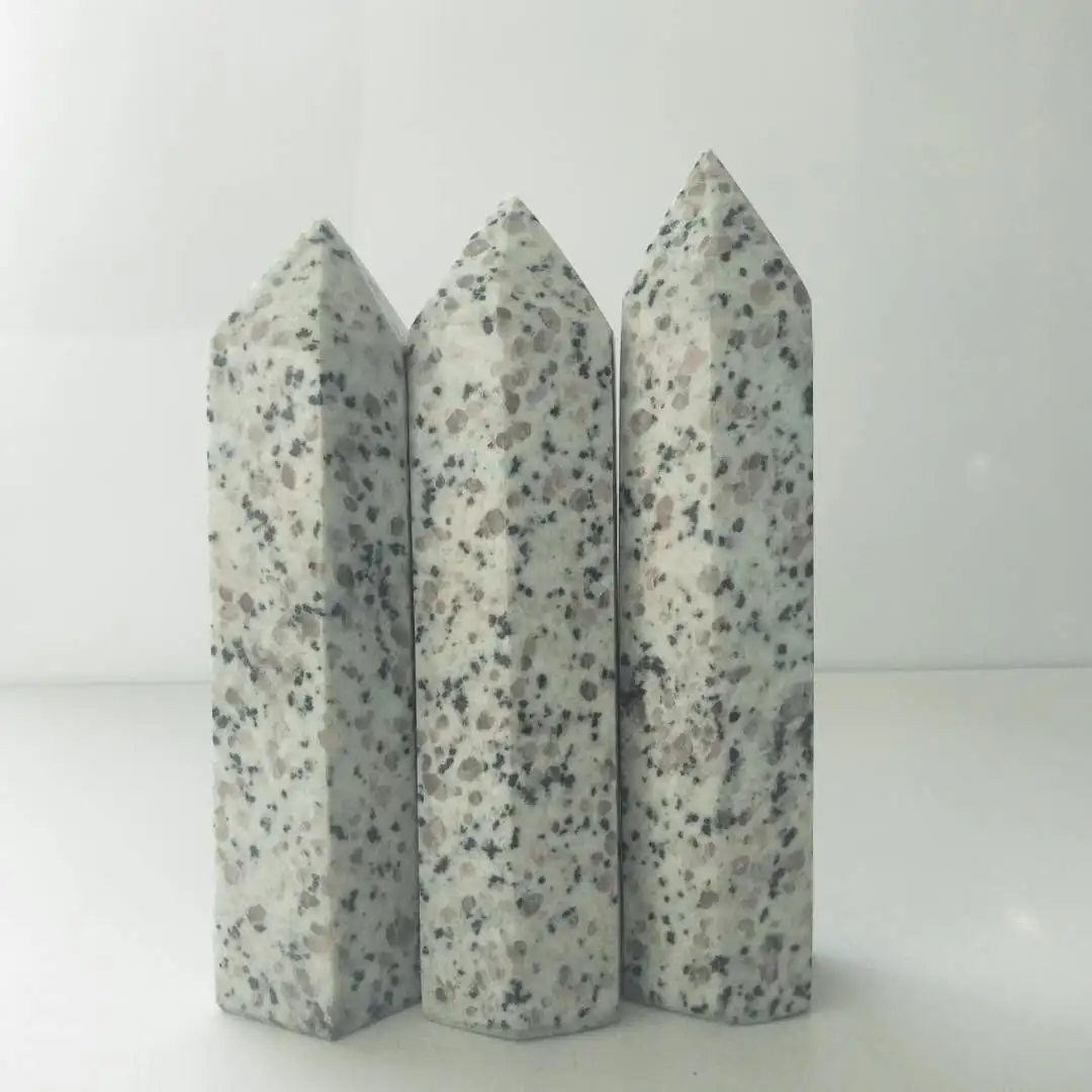 High Quality Natural Healing Stone Dalmatians Tower Kiwi Jasper Crystal Tower