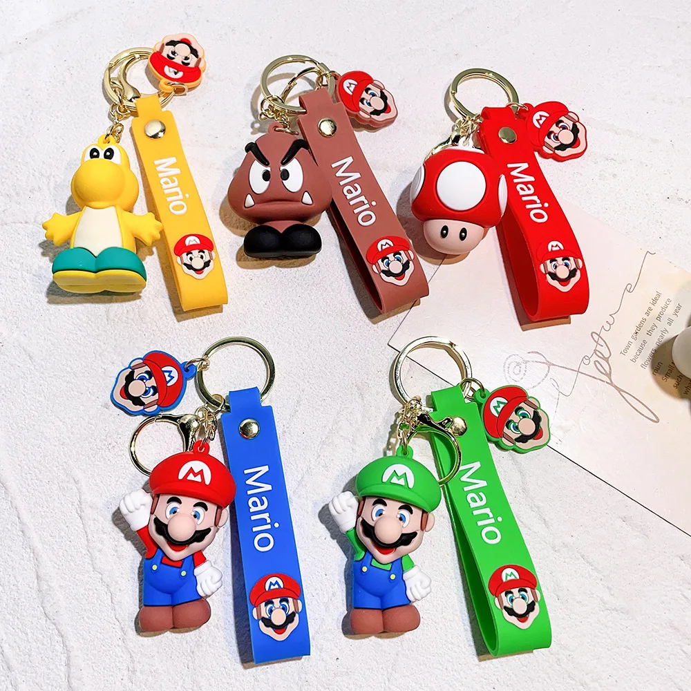 19 Styles Super game Keychain Mario 3d Model PVC Cartoon keychains