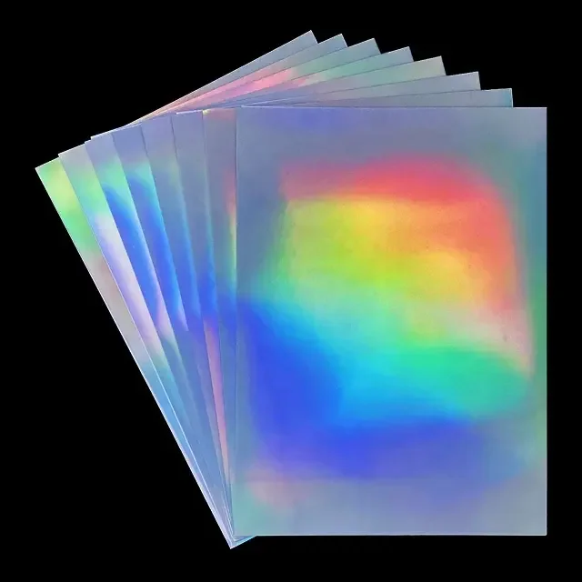 Holographic sticker sheets label a4 for printing 8.5x11 inch inkjet transparency hologram vinyl sticker paper.