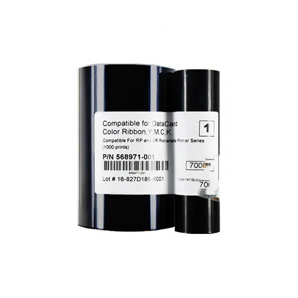 compatible Datacard 568971 001 YMCK Color Ribbon and 568971 103 Retransfer Film work on SR200 SR300 RP90 RP90