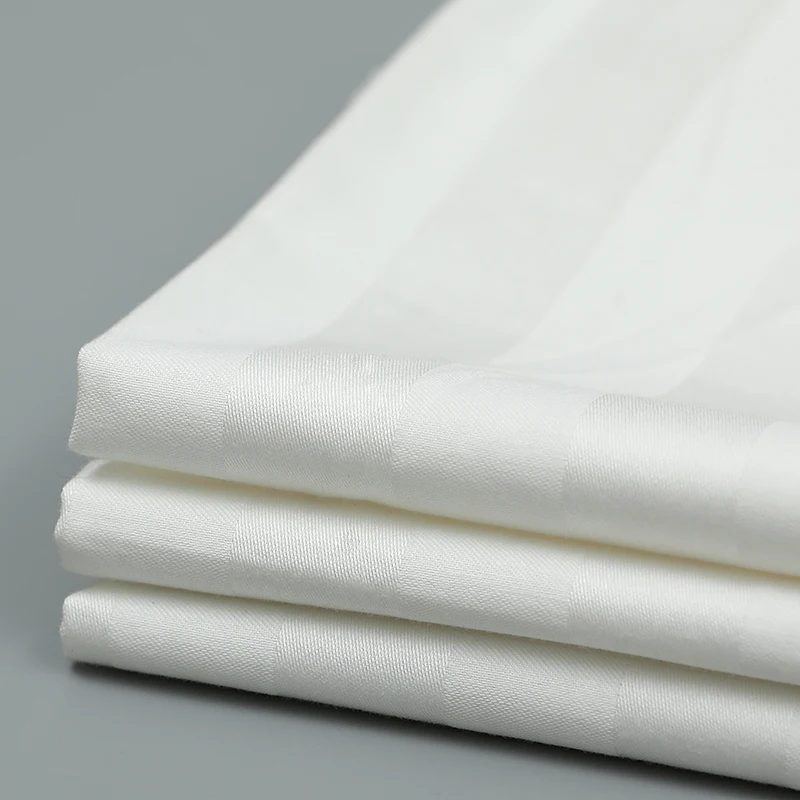 Hotel polycotton fabric satin striped 1cm 3cm fabric roll