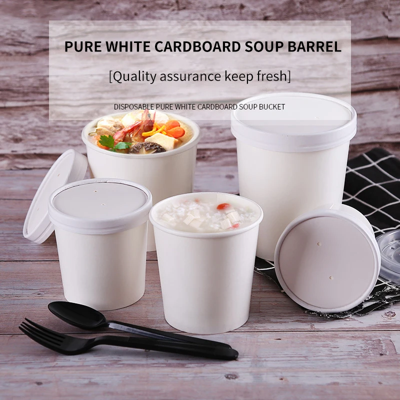 Logo Printed Disposable Paper Coffee Cups Salad Bowl With Lid Karton Bardak Foodcontainer Box Papercup Greaseproof Papper Cup