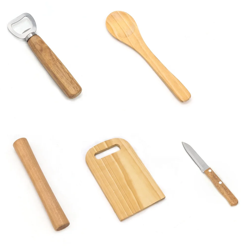 Easy Clean 9PCS High Quality Wooden Handle BBQ Tool  Outdoor With BBQ  Cutting Board Accessories For Environment Wood  Knife