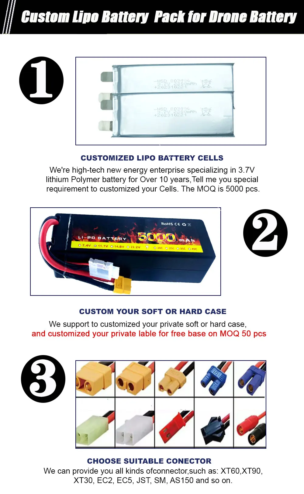 RC Car Battery 2S/3S/4S 850mah/1000mah/1500mah/2000mah/2500mah 7.4V 11.1V Lipo Battery Pack for RC Car RC Boat