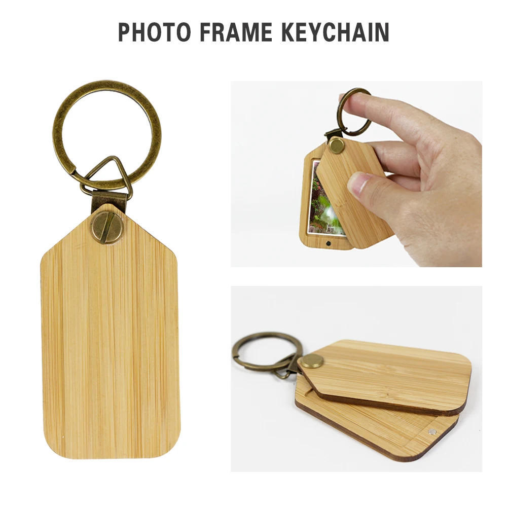 Wholesale Wooden Photo Keychain Cherry Walnut Wood Pictures Keychains Word Letter Name For Lovers